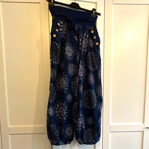 Damen haremshose blau blumen - haremshose,