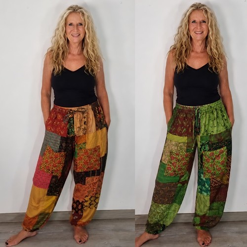 Damen patchwork hose pumphose - patchwork,