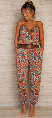 Damen patchwork hose - patchwork, pumphose
