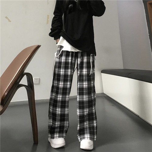Damen hose kariert - hose, weit